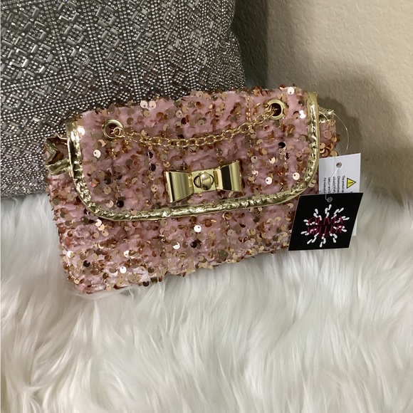 Olivia Miller pink and gold mini sequins purse - Picture 5 of 7